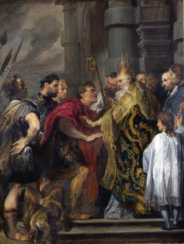 Anthony Van Dyck Saint Ambrose barring Theodosius I from Milan Cathedral Norge oil painting art